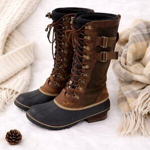 Sorel Conquest Carly II Tall Winter Boots Size 8.5 Waterproof Leather Snow Boots